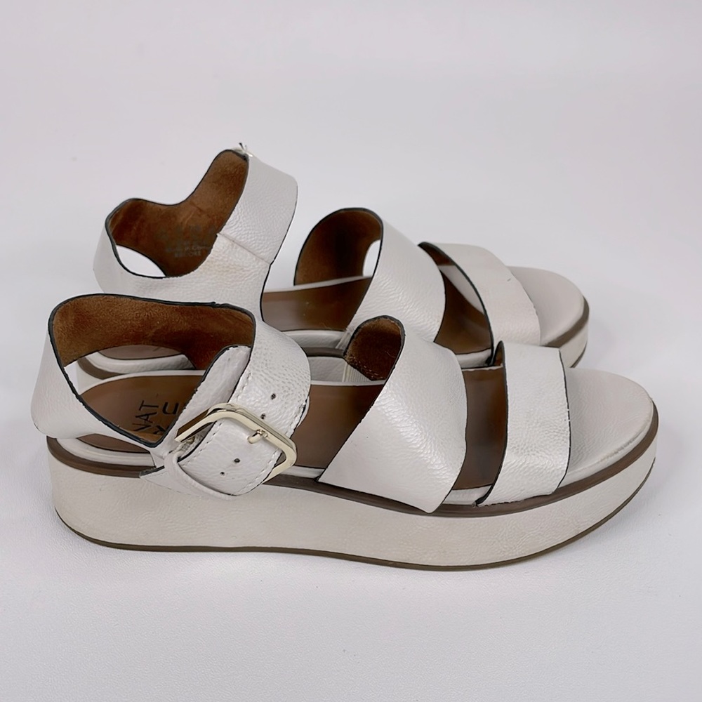 Naturalizer Brooke Platform Sandal Cream White Vegan Leather size 6.5